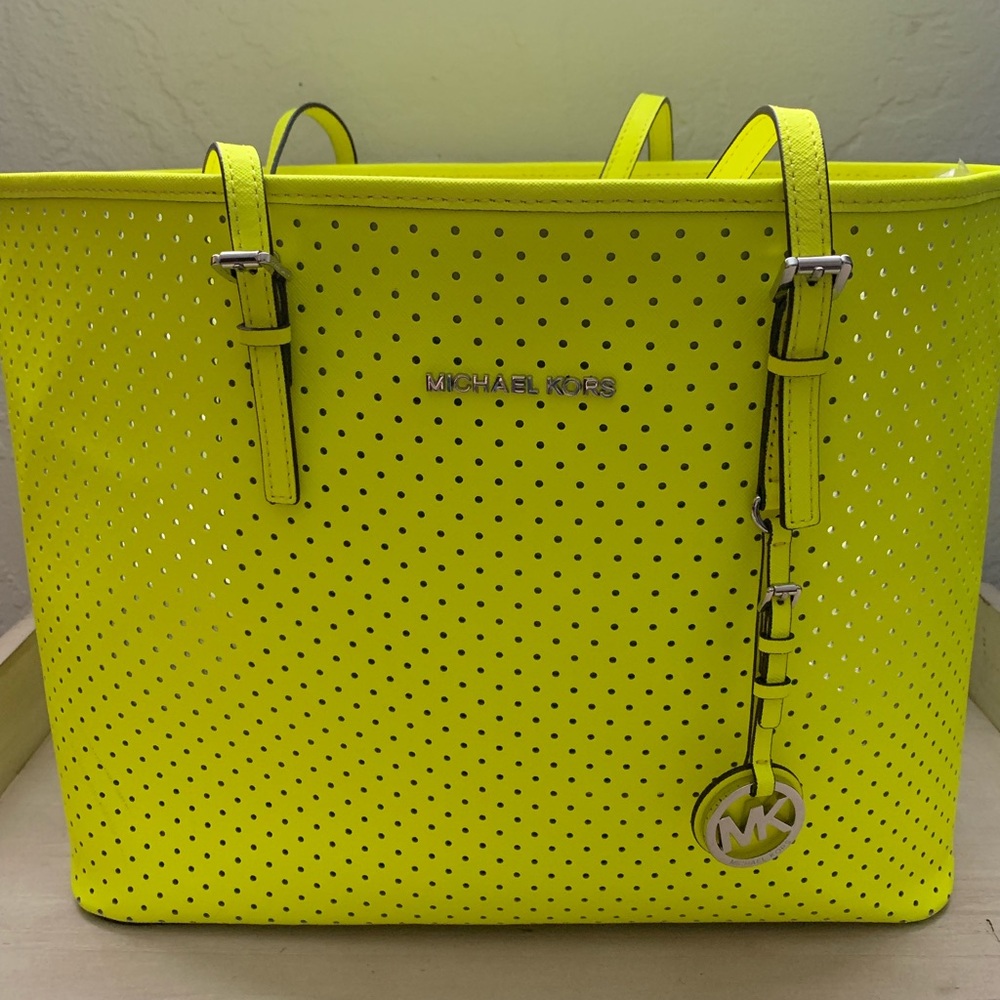 Michael Kors Yellow Perforated Tote